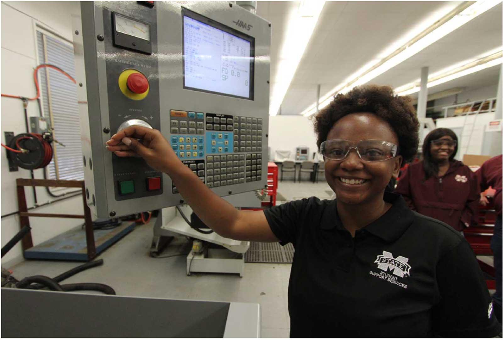 Student with equipment